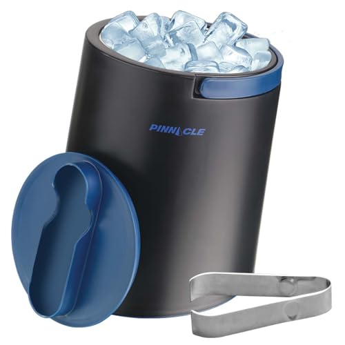 PINNACLE Insulated ice bucket for parties with Tong that fit into Lid - Stainless Steel ice bucket for cocktail bar with C...