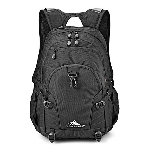 High Sierra Loop Backpack, Travel, or Work Bookbag with tablet sleeve, One Size, Black