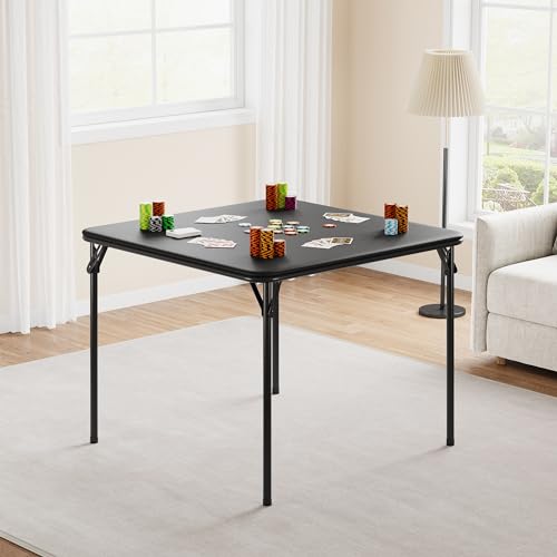 GarveeHome 33.6 in Folding Card Table, Portable Square Folding Table with PU Leather Soft Cushion, Foldable Table Suitable...