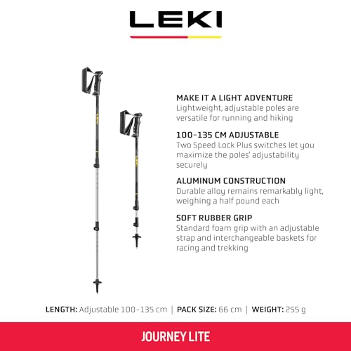 LEKI Journey Lite Trekking Poles - Aluminum Collapsible Lightweight Walking Poles for Hiking