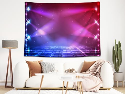 MAEQLQLM 5x4ft Neon Stage Backdrop with Spotlight Dance Floor Background Concert Live Night Scenic for Superstar Drama Pla...