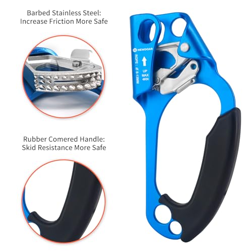 NewDoar UIAA & CE Certified Hand Ascender Rock Climbing Tree Arborist Rappelling Gear Equipment Rope Clamp for 8~13MM Rope