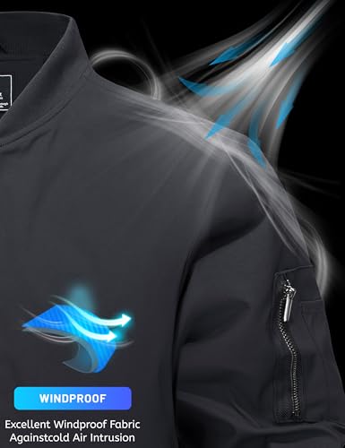 TACVASEN Men's Bomber Jackets Thermal Quilted Jacket Water Resistant Warm Winter Coats
