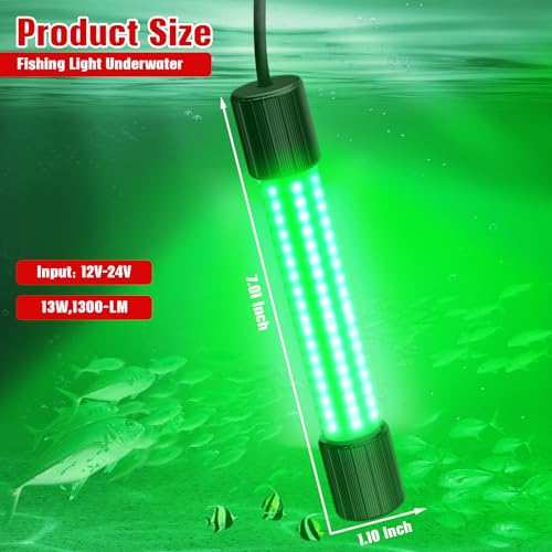 YNDZ Underwater Fishing Light Compatible with Milwaukee M18 Battery,1300 Lumens, LED Green Light for IP68 Waterproof Subme...