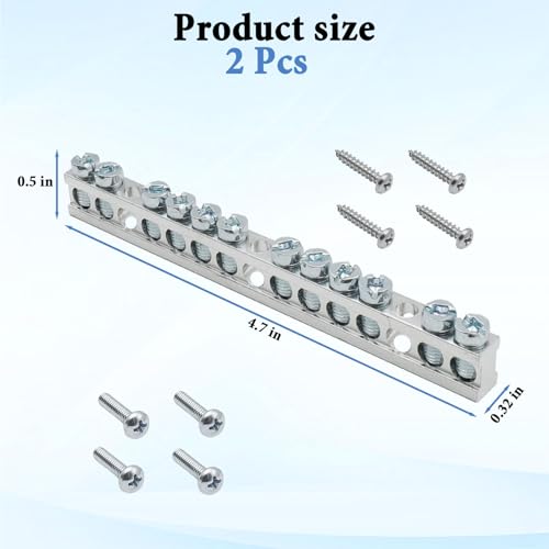 Ground Bar Kit for Square D, 12 Terminal Grounding Bar Compatible with Schneider Electric Load Centers 2 Pack