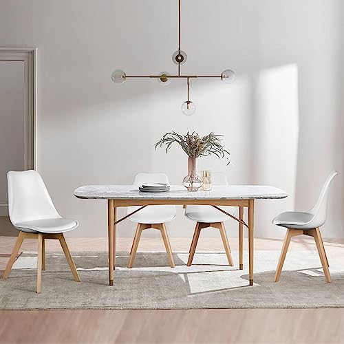 OLIXIS Set of 4 Dining Kitchen Mid-Century Modern Chairs with Wood Legs and PU Leather Cushion for Living Room Bedroom Out...