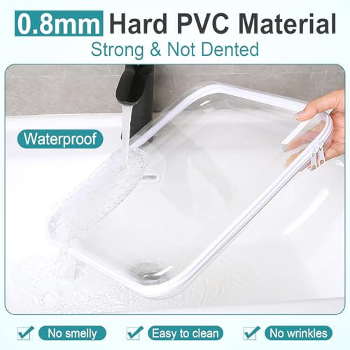 Sanwuta 10 Pcs Hard Zipper Case Clear Hard Pouches Plastic Zipper Pencil Box Toy Storage Bins Portable Plastic Container for Travel Toiletry Office Cosmetic Block Puzzle Organizer(L,Clear)