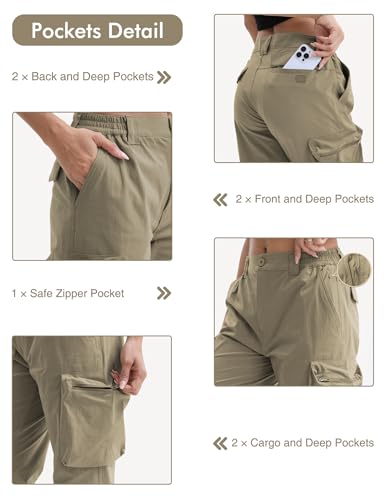 AOHIKE Cargo Pants for Women Light Weight Hiking Travel Pants with 7 Deep Pockets