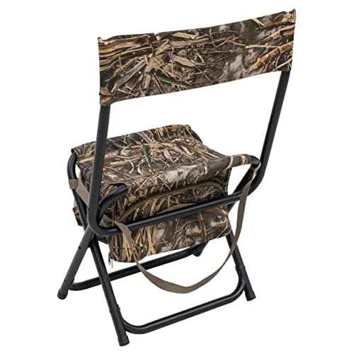 Browning Dove Shooter Hunting Chair - Compact and Foldable Steel Frame with Realtree Camo, Extra-Wide Seat, Insulated Cooler Bag, and Decoy, Shell Pockets