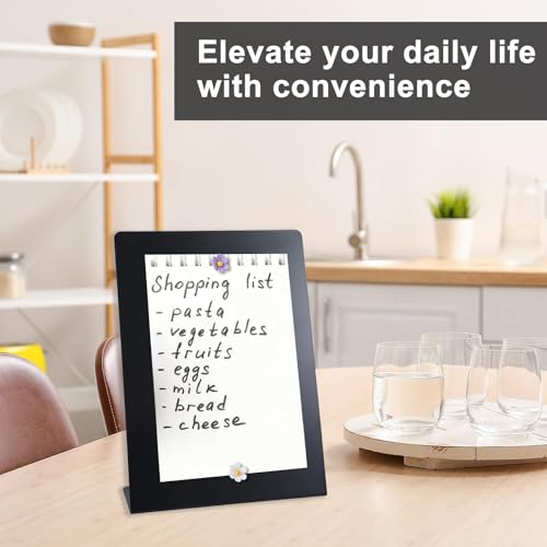 2 Pack Magnetic Board for Tabletop Magnet Bulletin Board with 2 Magnetic Pen Holders and 4 Flower Magnets 10×14 Inch Memo ...