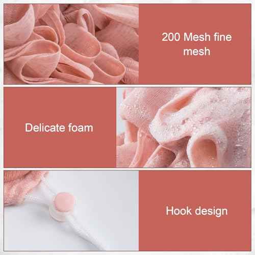 3 Pcs Soap Bar Loofah, 2 in 1 Bar Soap Loofah Pouch Can Hold Soap Effective Exfoliation for Bathing (Khaki + Coffee + Pink)