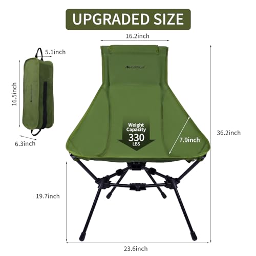 Camping Chair + Backpacking Tent, Orange 2 Person 4 Season Tent & Ultralight High Back Aluminum Widen Frame Structure Fold...