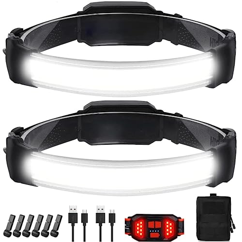 Headlamp Rechargeable,Ultra Bright Upgrade 1500 Lumens 6 Modes Head Lamp Led Rechargeable with Taillight(Individual Contro...