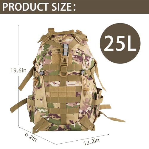 aiGear Tactical Backpack for Men, 25L Military Backpack, 3-Day Bug Out Bag for Camping Hiking Hunting with Molle System Ar...