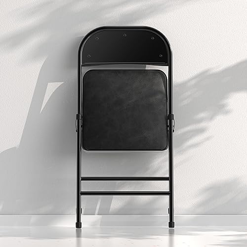 Nazhura 4 Pack Folding Chairs with Padded Cushion and Back, Khaki Metal Chairs with Comfortable Cushion and Durable Steel ...