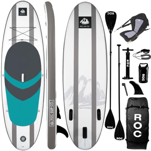 Roc Inflatable Stand Up Paddle Boards with Premium SUP Paddle Board Accessories, Wide Stable Design, Non-Slip Comfort Deck...