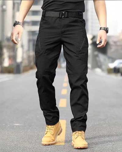 whox Men's Work Cargo Pants Tactical Hiking Casual Water Resistant Ripstop Trousers for Outdoor with 6 Pockets(No Belt)