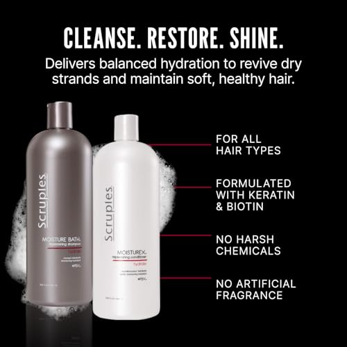 Scruples Moisture Bath Shampoo & Moisturex Conditioner Set - Nourishing & Moisturizing Duo for Dry, Frizzy Hair Repair (33.8 oz)