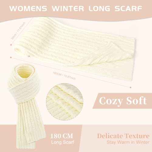 Womens Winter Warm Beanie Hat Long Scarf Touchscreen Gloves Set with Fleece Lined Skull Pom Caps 3 in 1 Set for Gift