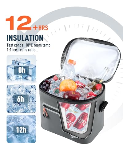 Soft-Sided Cooler Bag, 7/16/30 Can Insulated Lunch Box, Waterproof, Leak-Proof, Portable Lunch Bag for Work, Beach, Drink,...