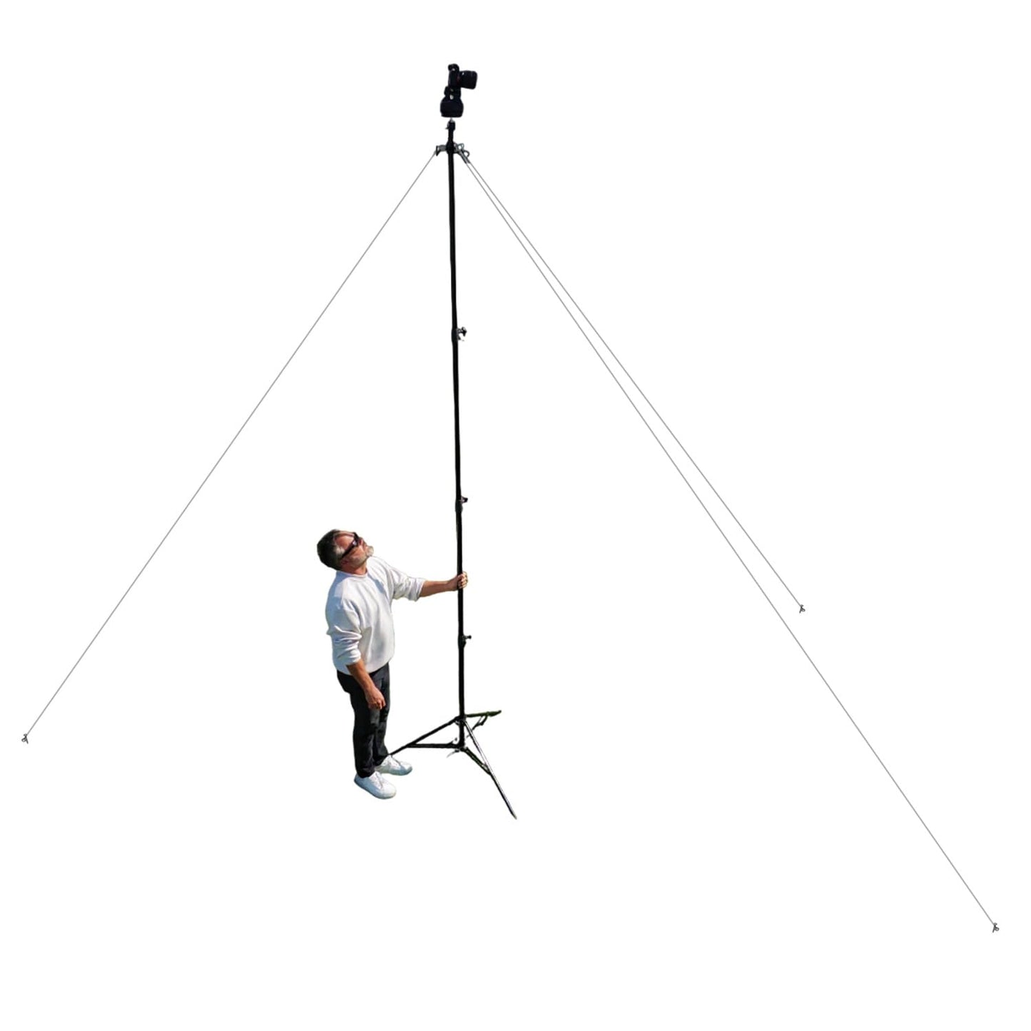 Glide Gear TST 12 12-Foot Tripod Stand – Air-Cushioned Telescoping Sections, Heavy-Duty Aluminum Construction, Adjustable Height, Supports Cameras Up to 4 lbs - Stabilization Kit Included