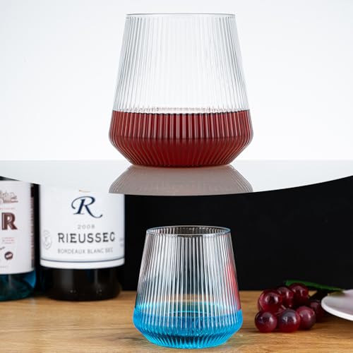 40-Pack Plastic Wine Glasses Disposable | Ribbed 12oz Premium Unbreakable Solo Cups Crystal-clear Reusable Whiskey Glasses...