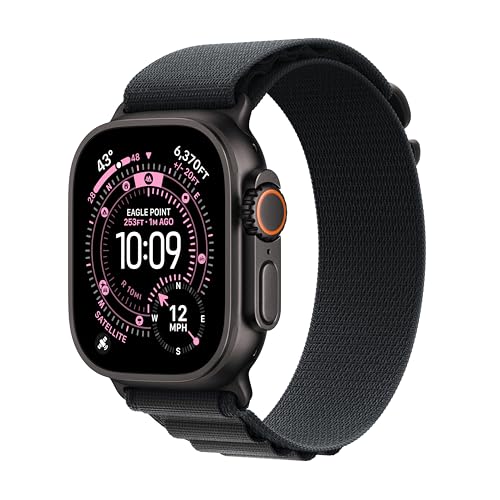 Apple Watch Ultra 3 [GPS + Cellular 49mm] Running & Multisport Smartwatch w/Rugged Titanium Case w/Black Alpine Loop - M. ...