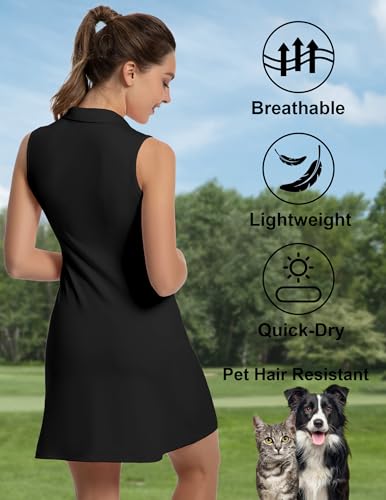 Women’s Sleeveless Colorblock Polo Dress Lightweight Athletic Dress for Golf Tennis and Casual Outings