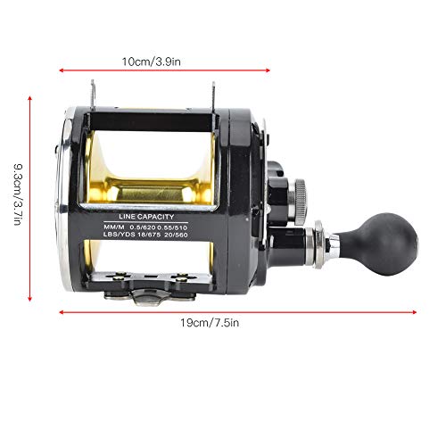Leapiture TR12000 Saltwater Fishing Reel, Black, Ambidextrous, 8 Stainless Steel Bearings, Trolling, Casting