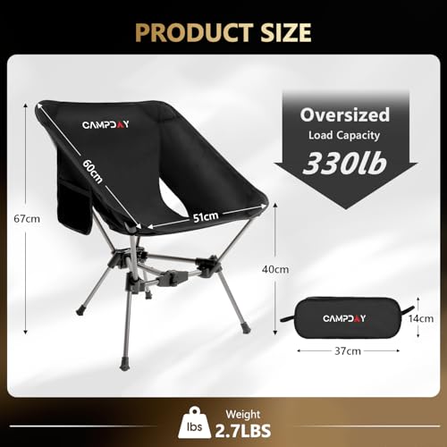 Campday Camping Chair Backpacking Portable Hiking Ultralight Small Lightweight Folding Chair for Outdoor Camp Beach Picnic...