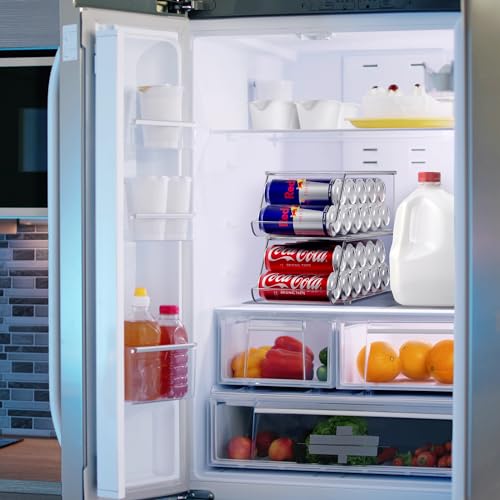 Sorbus Skinny Soda Can Organizer for Refrigerator - Stackable Slim Can Holder Dispenser with Lid for Fridge, Pantry, Freez...