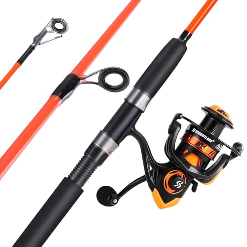 Sougayilang Catfish Fishing Rod and Reel Combo, 2-Piece Spinning Combo, Durable Graphite & Glass Blanks Fishing Pole for C...