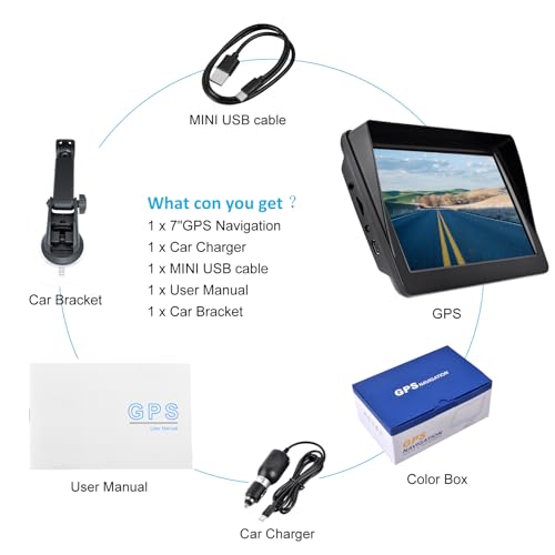 GPS Navigation for Car,7 inch GPS Navigation System,GPS Navigator 2025 Maps Updates- for Car Truck RV,Speed & Red Light Wa...