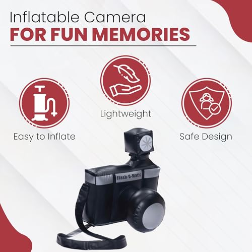Inflatable Camara | Large Inflatable Clown Camera | Paparazzi & Photobooth Props | Oversized Camera Prop | Black/Silver | ...