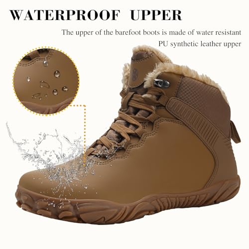 Eagsouni Womens Mens Barefoot Boots | Waterproof Winter Snow Boots | Warm Ankle Booties with Arch Support | Wide Width Hik...
