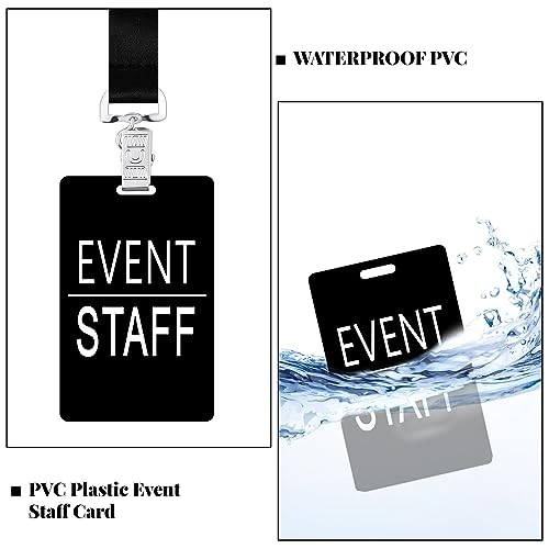 Qilery 50 Set Event Staff Lanyards with PVC Cards Lanyard Pass Staff Cards with Metal Swivel Hook for Concert Event Party ...