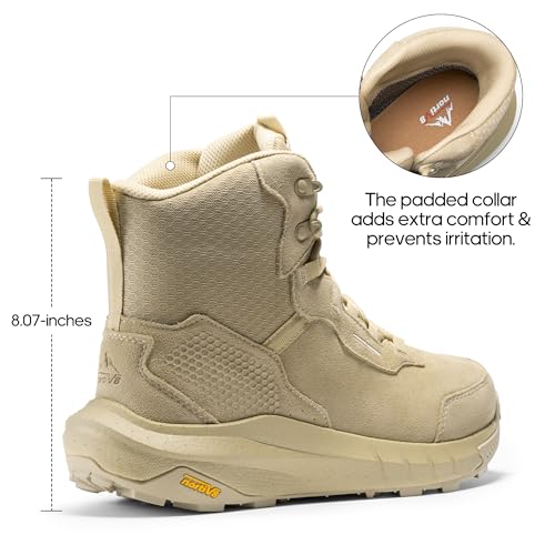 NORTIV 8 Men's Waterproof Tactical Work Winter Boots Cushion Sole Lightweight Leather Non-Slip Combat Boots with Arch Supp...