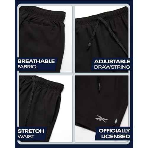 Reebok Boys Shorts - 2 in 1 Basketball Shorts with Compression Liner and Pockets - Gym and Running Boys Athletic Shorts