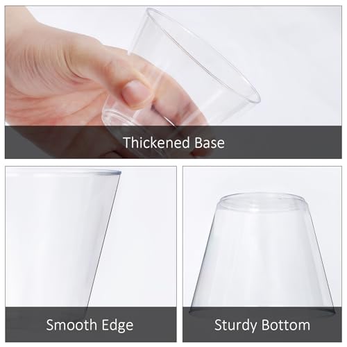 Clawsoff 9 oz Clear Plastic Cups, 100 Pack Disposable Fancy Cup for Wedding, Cocktail Cups 9 Ounce, Bulk Clear Plastic Tum...