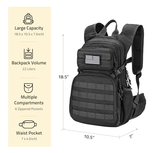 CVLIFE Tactical Hydration Pack 3L - Lightweight Water Bag With Bladder for Men Women, Heavy Duty Molle Backpack for Hikin...