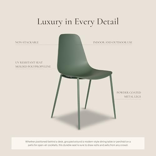 Poly & BARK Isla Modern Kitchen Chairs Set of 4 - Plastic Dining Chair with Metal Legs - Quick Assembly Simple Cafe Chairs...