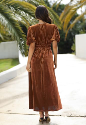 Maxigerui Women's Velvet Maxi Dress Formal Dresses for Wedding Guest Dress