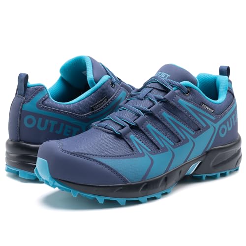 OUTJET Women's Waterproof Hiking Shoes Lightweight Non-Slip Trails Walking Shoes Outdoor Sneakers