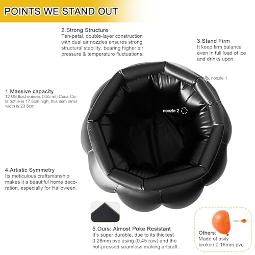 Goping Large Inflatable Halloween Ice Bucket for Parties, Travel & Beverage Chilling Portable Ice Barrel for Outdoor Gathe...