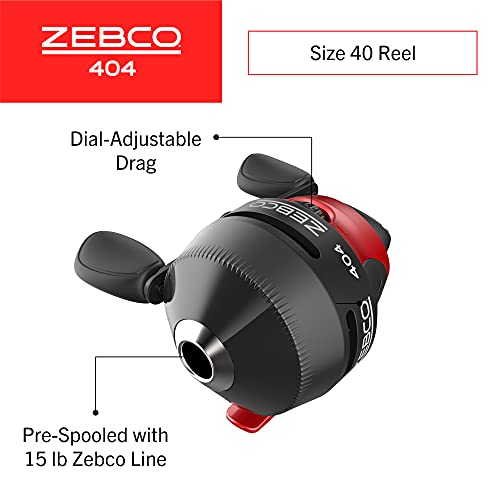 Zebco 404 Spincast Reel and Fishing Rod Combo, 6-Foot 2-Piece Fishing Pole, Size 40 Reel, Right-Hand Retrieve, Pre-Spooled...