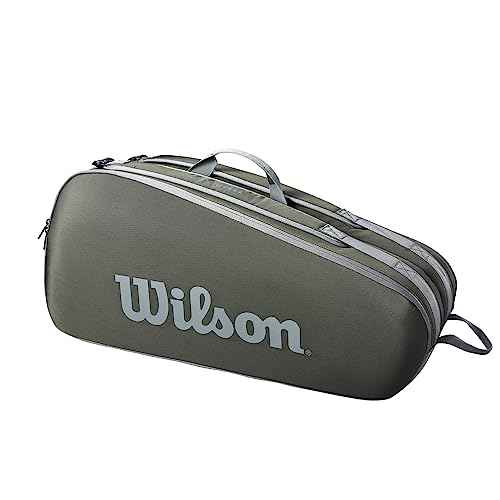 WILSON Tour Tennis Racket Bag - Dark Green and Stone Grey