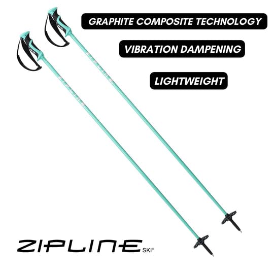 Zipline Blurr 16.0 Graphite Composite Downhill Ski Poles - Lightweight, Durable, Freeride All-Mountain, Ergonomic Grip, Id...