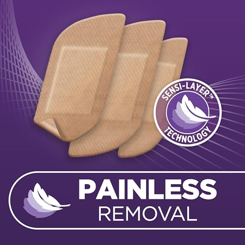 Band-Aid Brand Adhesive Bandages for Sensitive Skin, Hypoallergenic First Aid Bandages with Painless Removal, Stays on Whe...