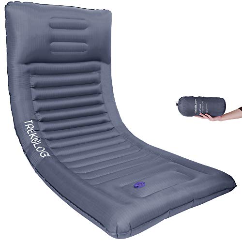 TREKOLOGY Sleeping Pad for Camping - Infaltable Mat – 73.2"x 29.9" Premium with Built‑in Pump, Neck‑Support Pillow, Thick ...