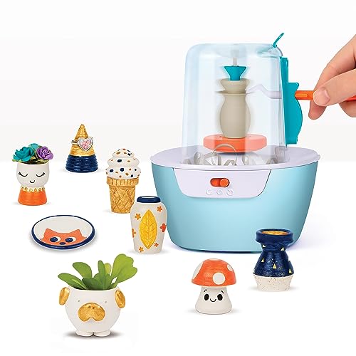 Make It Real Mini Pottery Studio - 26-Piece DIY Pottery Kit with Mess-Free Air Dry Clay - Create 10 Miniature Projects, Be...